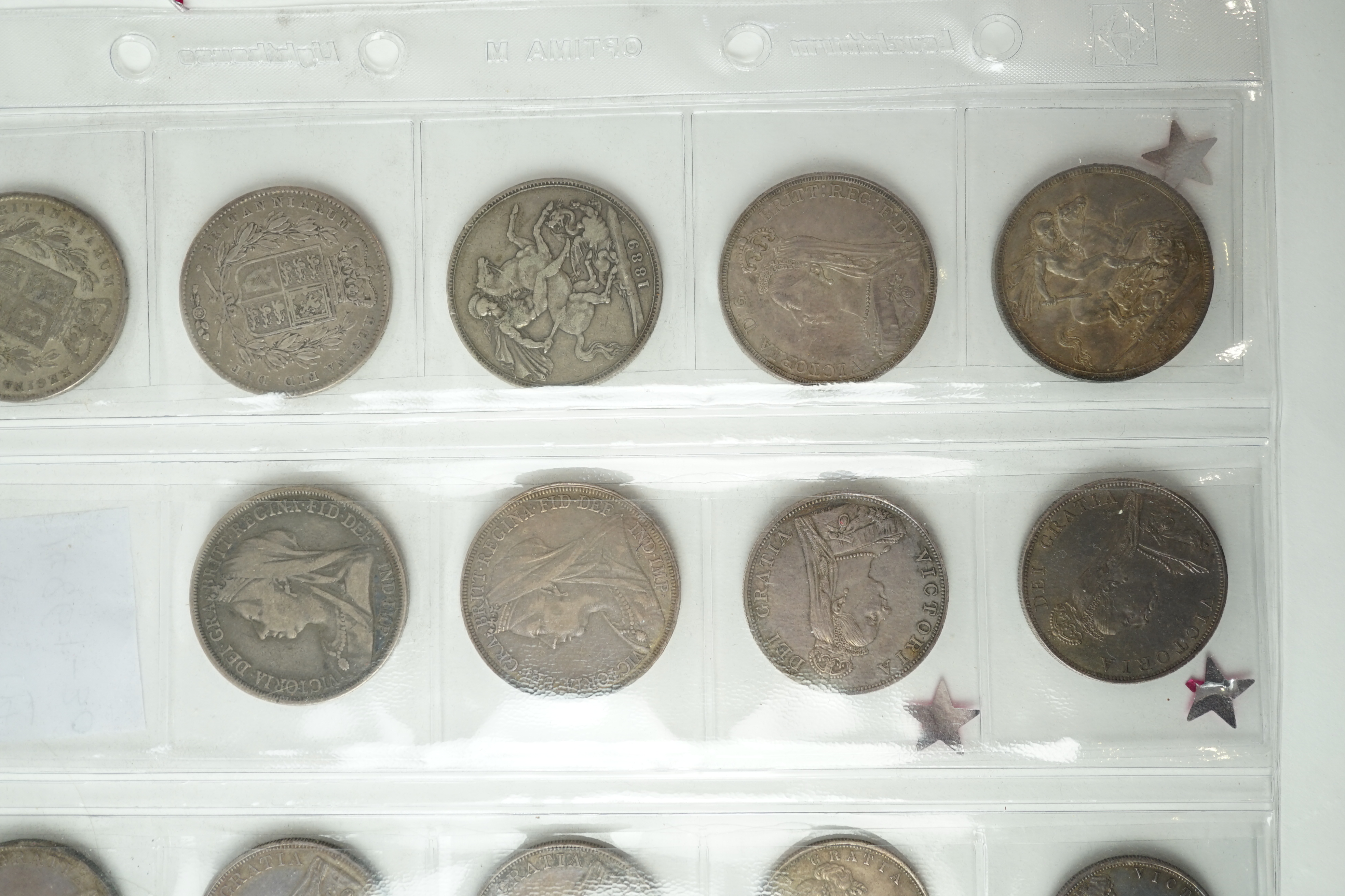 British silver coins, Victoria (1837-1901), seven crowns, five double florins and two halfcrowns